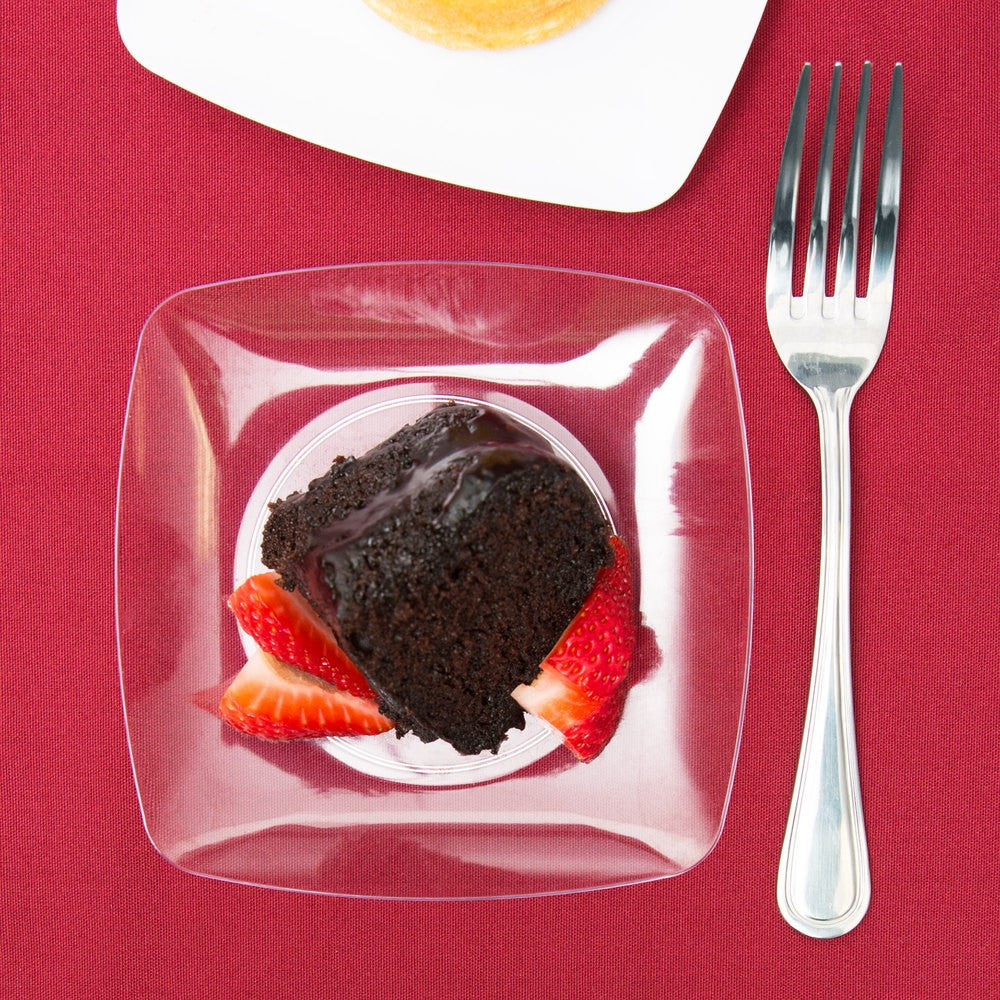 10 Pack 5.5" Square Plastic Clear Dessert Plates - Decodine