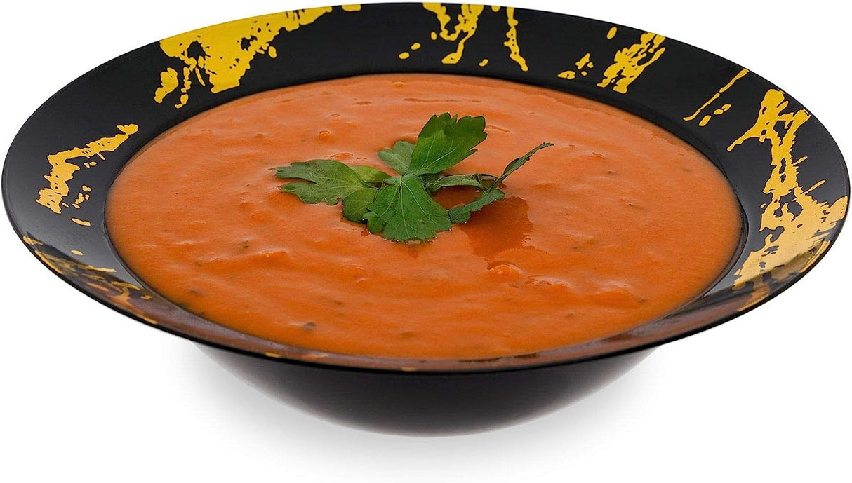 10 Pack Hard Plastic 10oz Soup/Party Bowls - Marble Look Black and Gold - Decodine