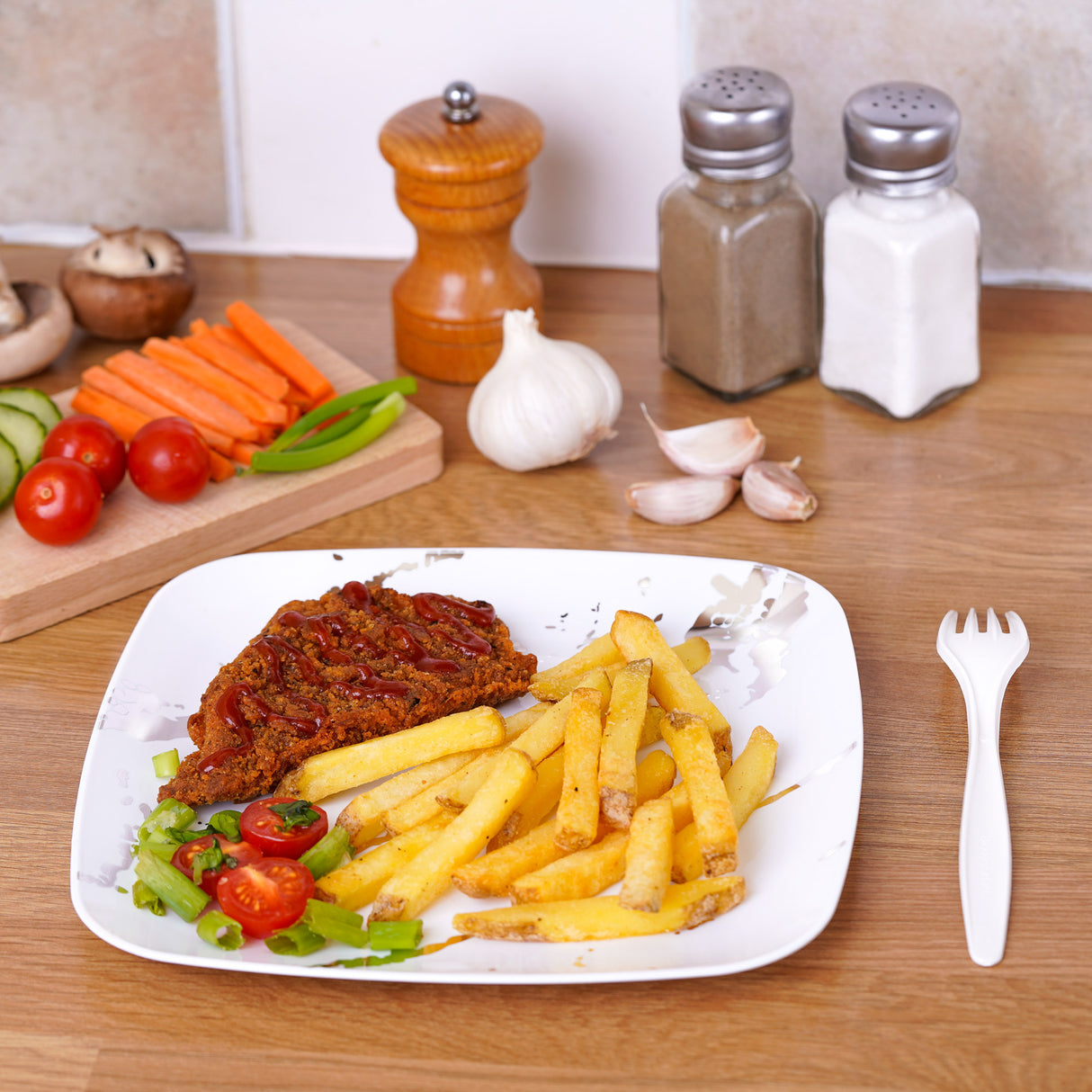 10 Pack White and Silver Marble-Look Square 8.5" Dinner Plates - Decodine