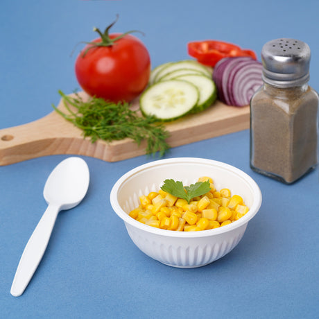 100 Pack 6oz Party Bowls Disposable Eco-Friendly and Sturdy Cornstarch Bowls - Compostable and Microwave Safe - Decodine