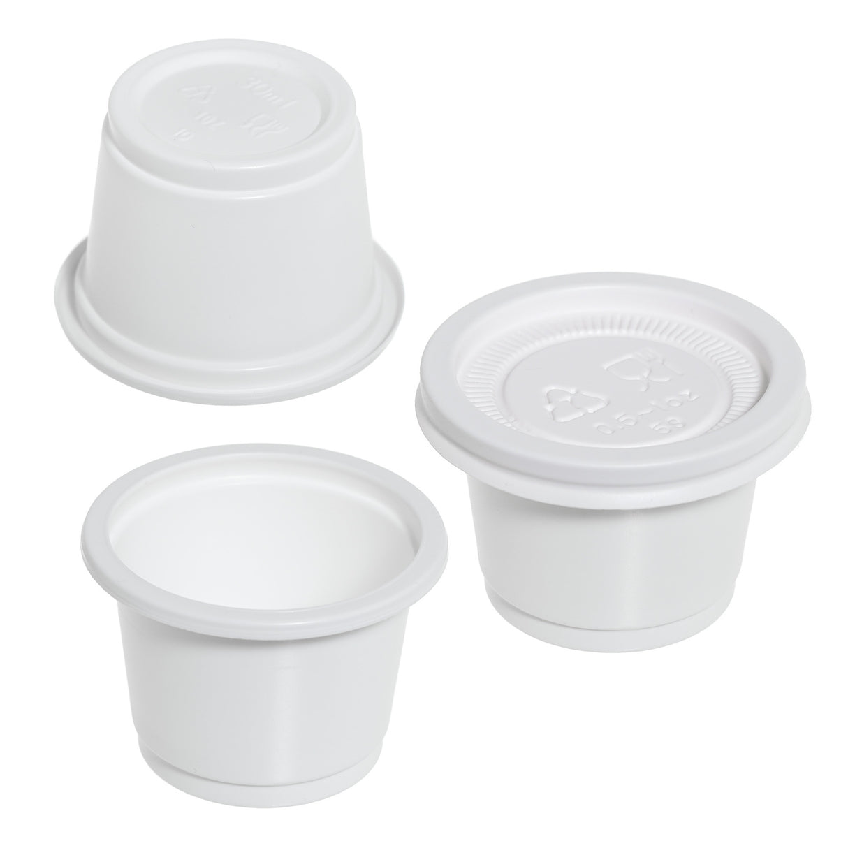 150 Pack Eco-Friendly 1oz (30ml) Cornstarch Containers with Lids - Compostable and Portable - Decodine
