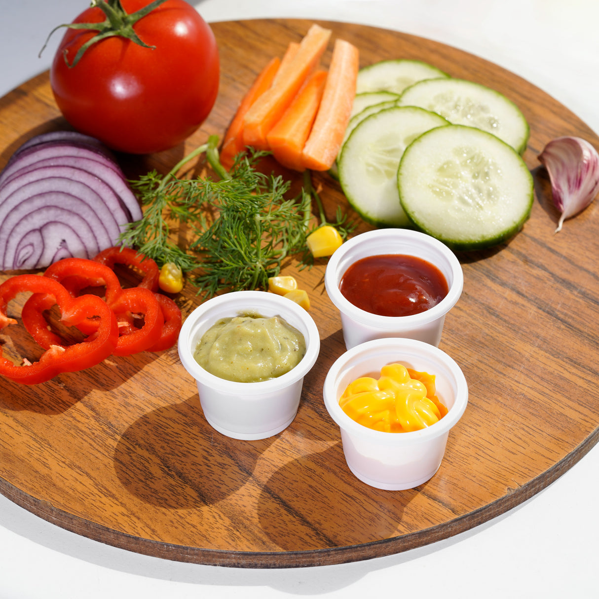 150 Pack Eco-Friendly 1oz (30ml) Cornstarch Containers with Lids - Compostable and Portable - Decodine