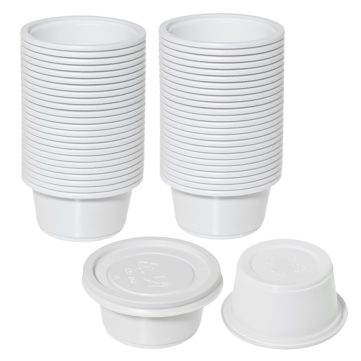 150 Pack : Eco-Friendly 2oz (60ml) Cornstarch Containers with Lids - Compostable and Versatile - Decodine