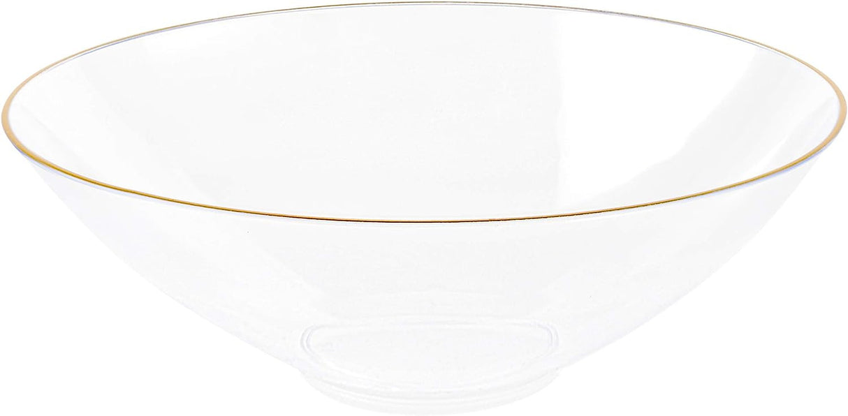 20 Pack 16oz Clear Plastic Bowls Hammered Designed with Gold Rim - Decodine