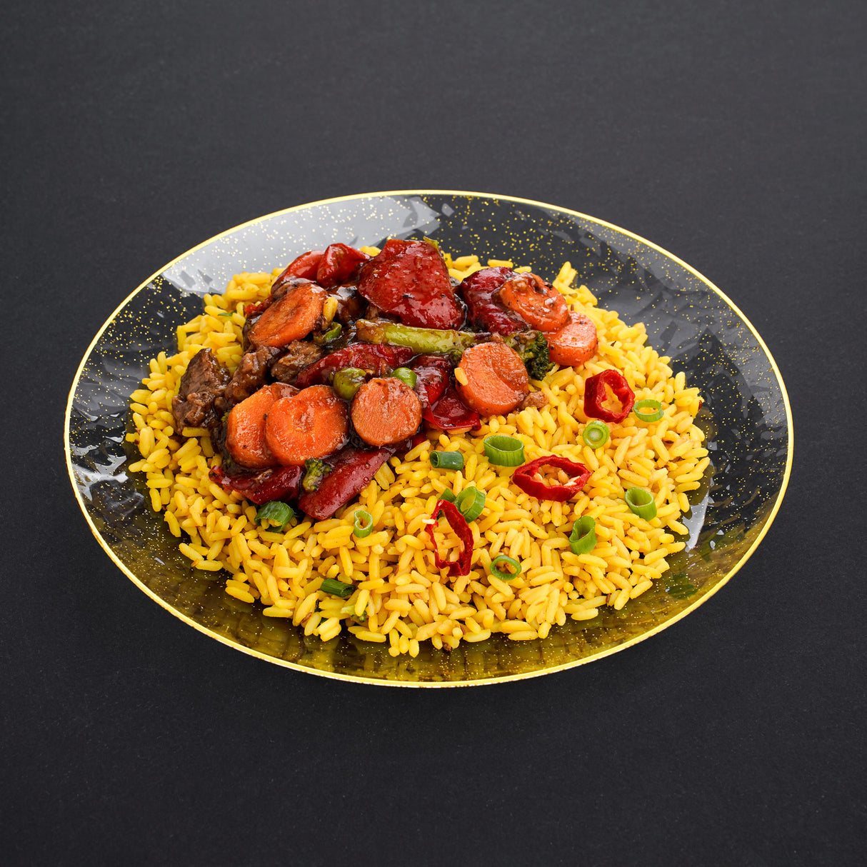 20 Pack 7" Plastic Plates Hammered Designed with Gold Glitter & Gold Rim - Decodine