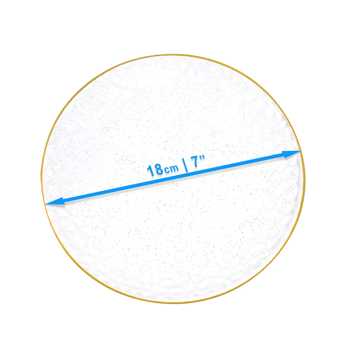 20 Pack 7" Plastic Plates Hammered Designed with Gold Glitter & Gold Rim - Decodine