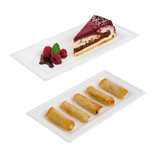 25 Pack 5"x10" Bagasse Rectangular Disposable Serving Tray/Platter - Decodine