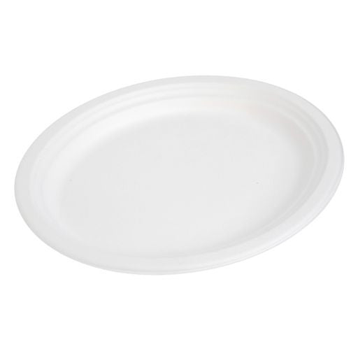 25 Pack Bagasse White Oval Serving Trays/Platters - Decodine