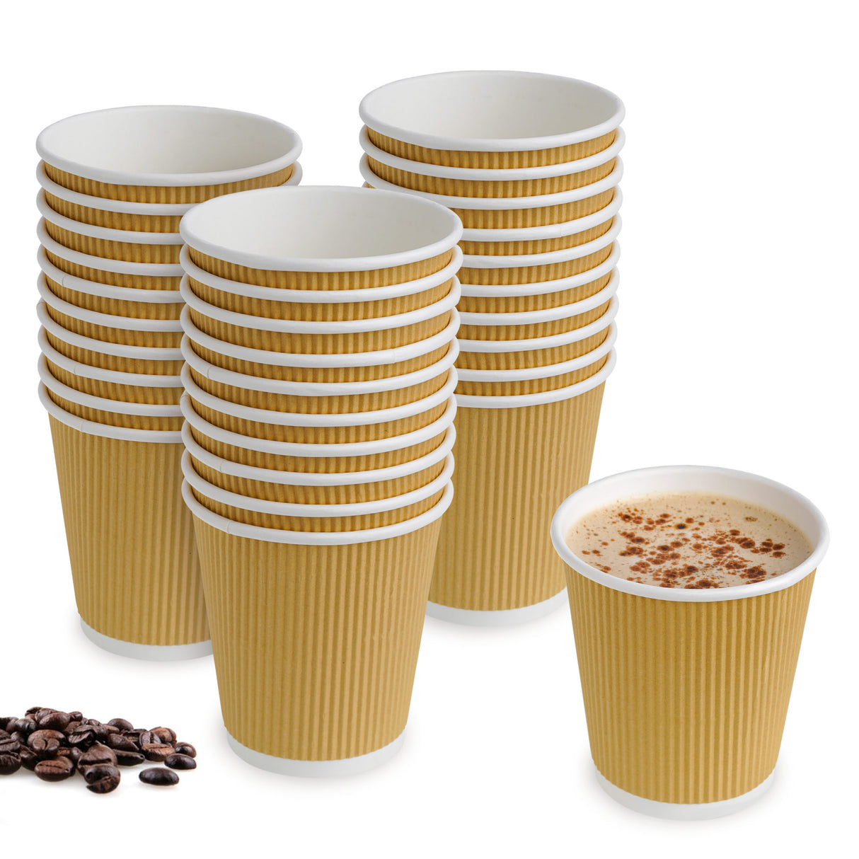 30 Pack Triple Wall 10oz Disposable Paper Cups with Lids - Decodine