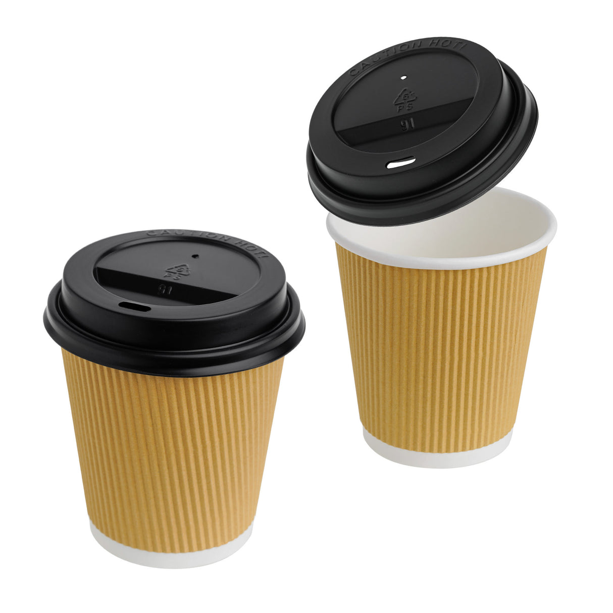 30 Pack Triple Wall 10oz Disposable Paper Cups with Lids - Decodine