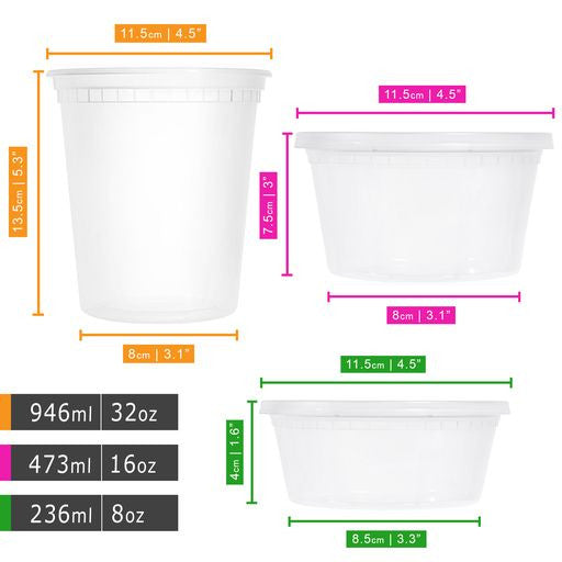 36 Pcs Food Storage/Deli Plastic Containers with Lids Combo Pack - Decodine