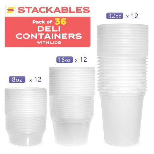 36 Pcs Food Storage/Deli Plastic Containers with Lids Combo Pack - Decodine