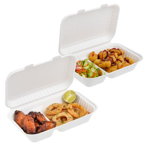 50 Pack 2.5x9.75" Food Storage/Takeaway Hinged Clamshell Containers - Decodine
