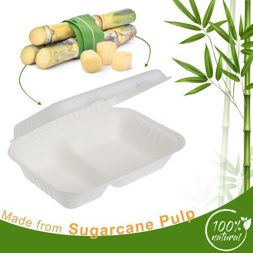 50 Pack 2.5x9.75" Food Storage/Takeaway Hinged Clamshell Containers - Decodine