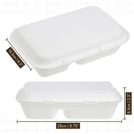 50 Pack 2.5x9.75" Food Storage/Takeaway Hinged Clamshell Containers - Decodine