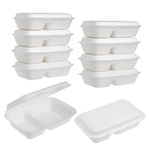 50 Pack 2.5x9.75" Food Storage/Takeaway Hinged Clamshell Containers - Decodine