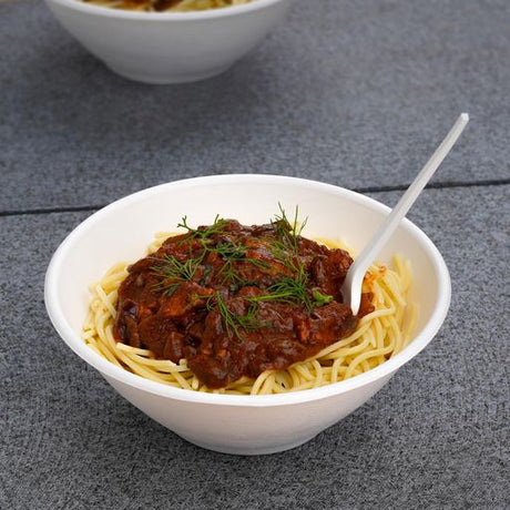 50 Pack 40oz White Bagasse Serving Bowls - Decodine