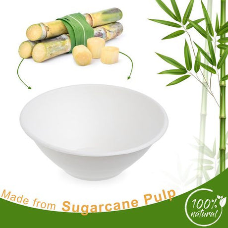 50 Pack 40oz White Bagasse Serving Bowls - Decodine