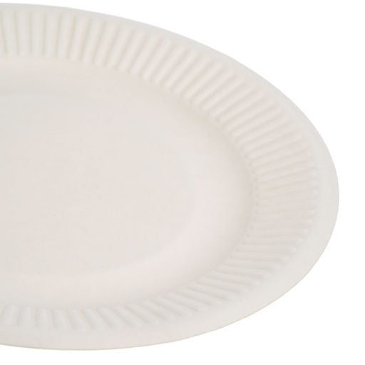 50 Pack 7" Round Disposable Bagasse Plates - Decodine