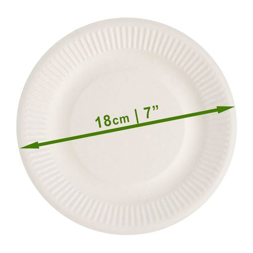 50 Pack 7" Round Disposable Bagasse Plates - Decodine