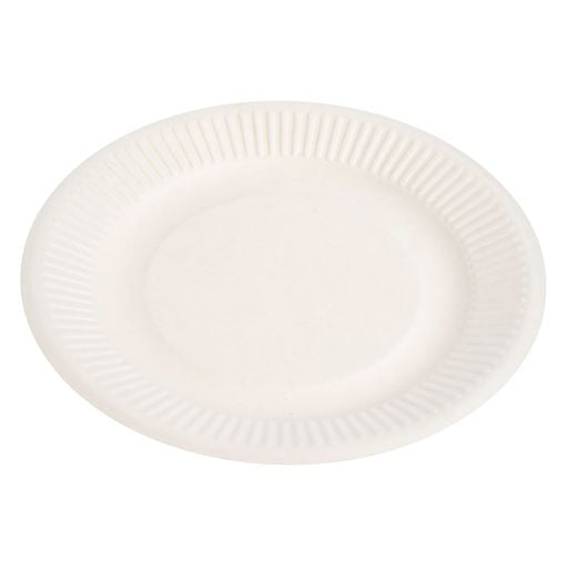 50 Pack 7" Round Disposable Bagasse Plates - Decodine