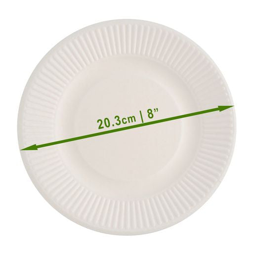 50 Pack 8" Round Disposable Bagasse Plates - Decodine