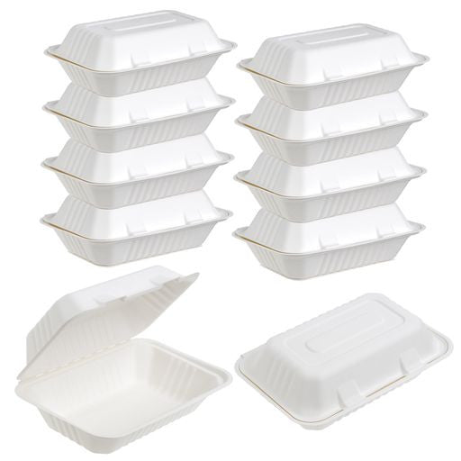 50 Pack 9x6" Food Storage/Takeaway Hinged Clamshell Containers - Decodine
