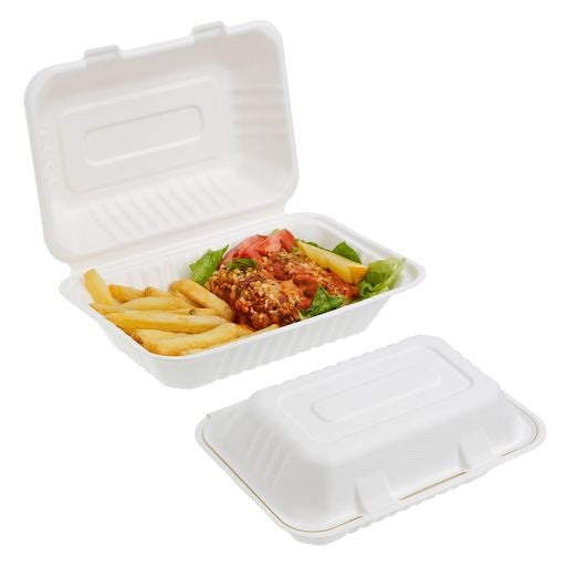 50 Pack 9x6" Food Storage/Takeaway Hinged Clamshell Containers - Decodine