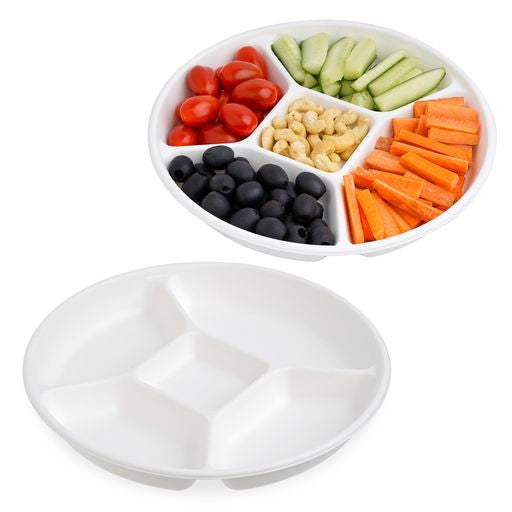 50 Pack Bagasse Compartment Party Platters/Trays - Decodine