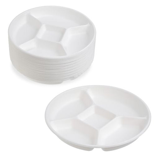 50 Pack Bagasse Compartment Party Platters/Trays - Decodine