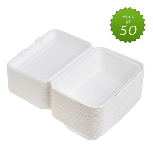 50 Pack 7x5" Food Storage/Takeaway Hinged Clamshell Containers - Decodine