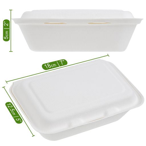 50 Pack 7x5" Food Storage/Takeaway Hinged Clamshell Containers - Decodine