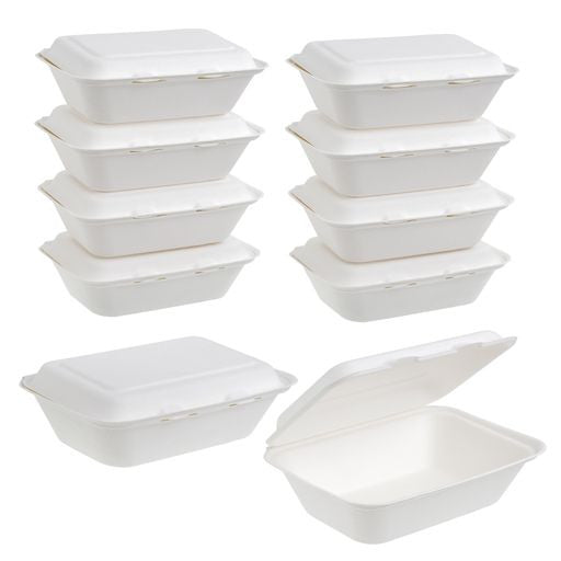 50 Pack 7x5" Food Storage/Takeaway Hinged Clamshell Containers - Decodine