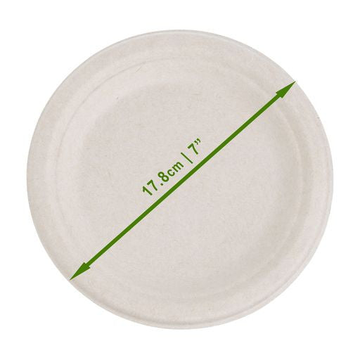 50 Pack Natural Colored Biodegradable Bagasse 7 inch Disposable Dinner Plates - Decodine