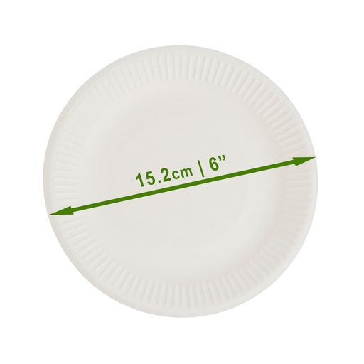 50 Pack 6" Round Disposable Bagasse Plates - Decodine