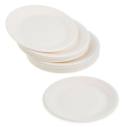 50 Pack 6" Round Disposable Bagasse Plates - Decodine