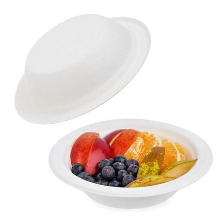 50 Pcs 12oz White Biodegradable Bagasse Soup/Salad/Dessert Bowl - Decodine