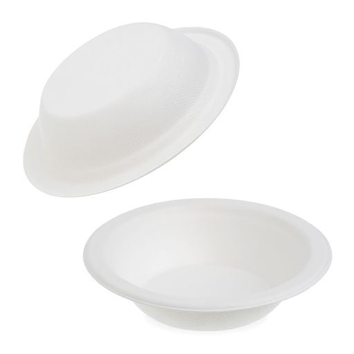 50 Pcs 12oz White Biodegradable Bagasse Soup/Salad/Dessert Bowl - Decodine