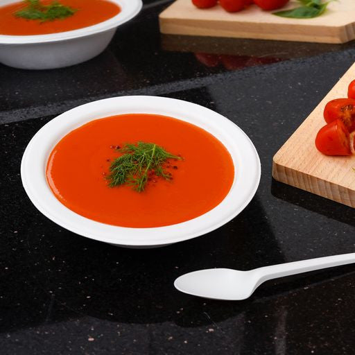 50 Pcs 12oz White Biodegradable Bagasse Soup/Salad/Dessert Bowl - Decodine