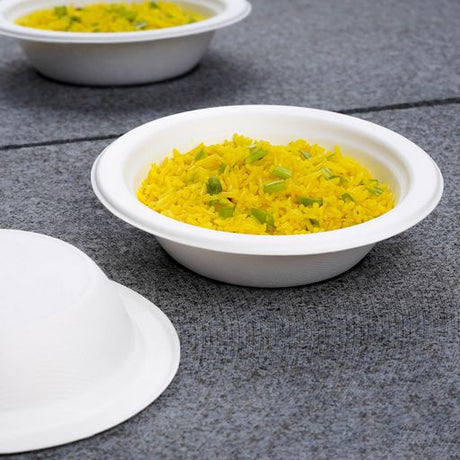 50 Pcs 12oz White Biodegradable Bagasse Soup/Salad/Dessert Bowl - Decodine