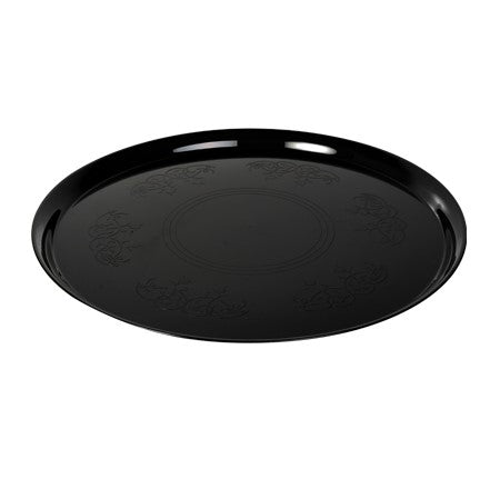 14" Round Black Plastic Serving Platter Tray - Decodine