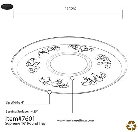 16" Round Black Plastic Serving Platter Tray - Decodine