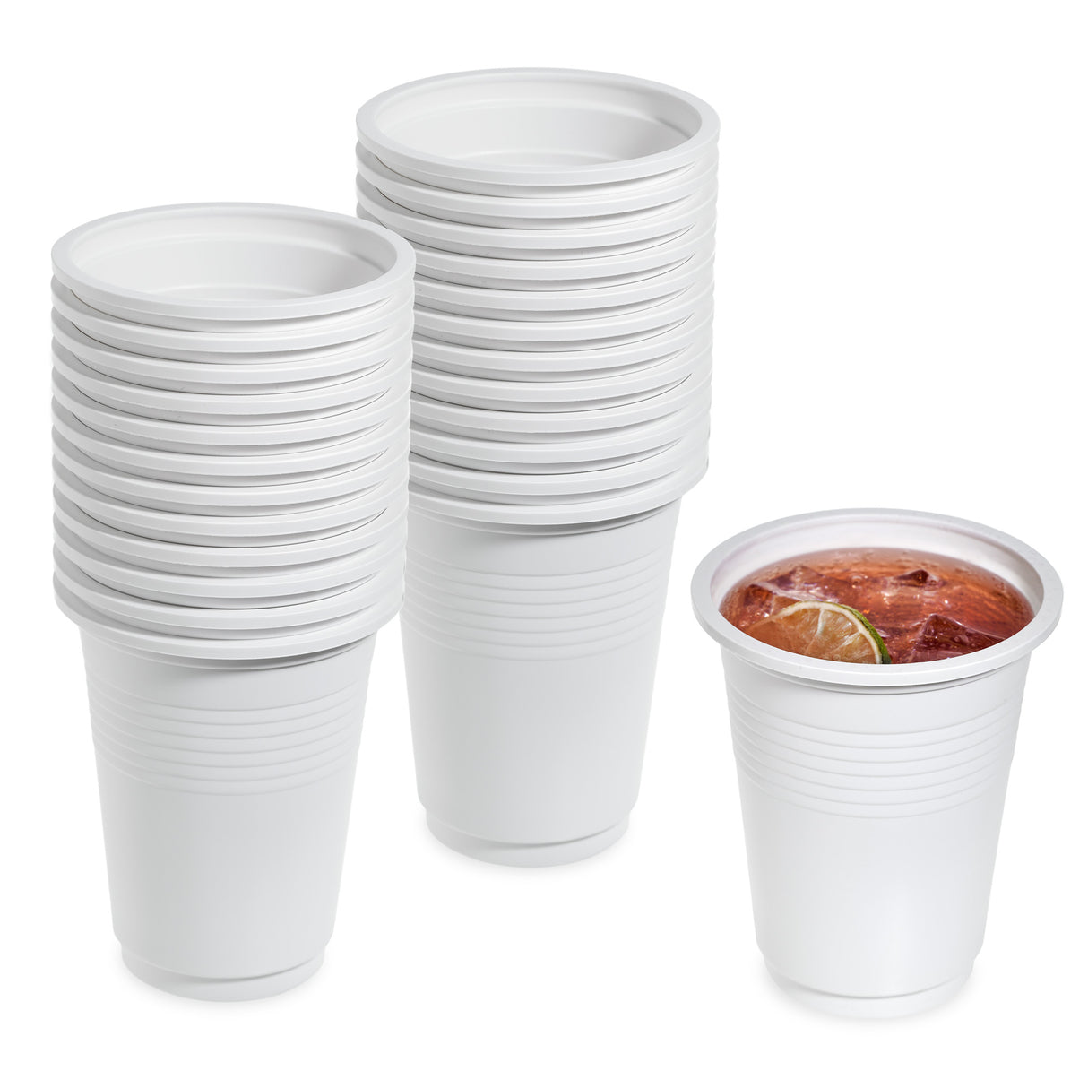 Eco-Friendly 150 Pc White Party Set Serves 25 People - 7-Inch Plates, 10-Inch Plates, 12oz Cups, Spoons, Forks, Knives - Made of Cornstarch - Decodine