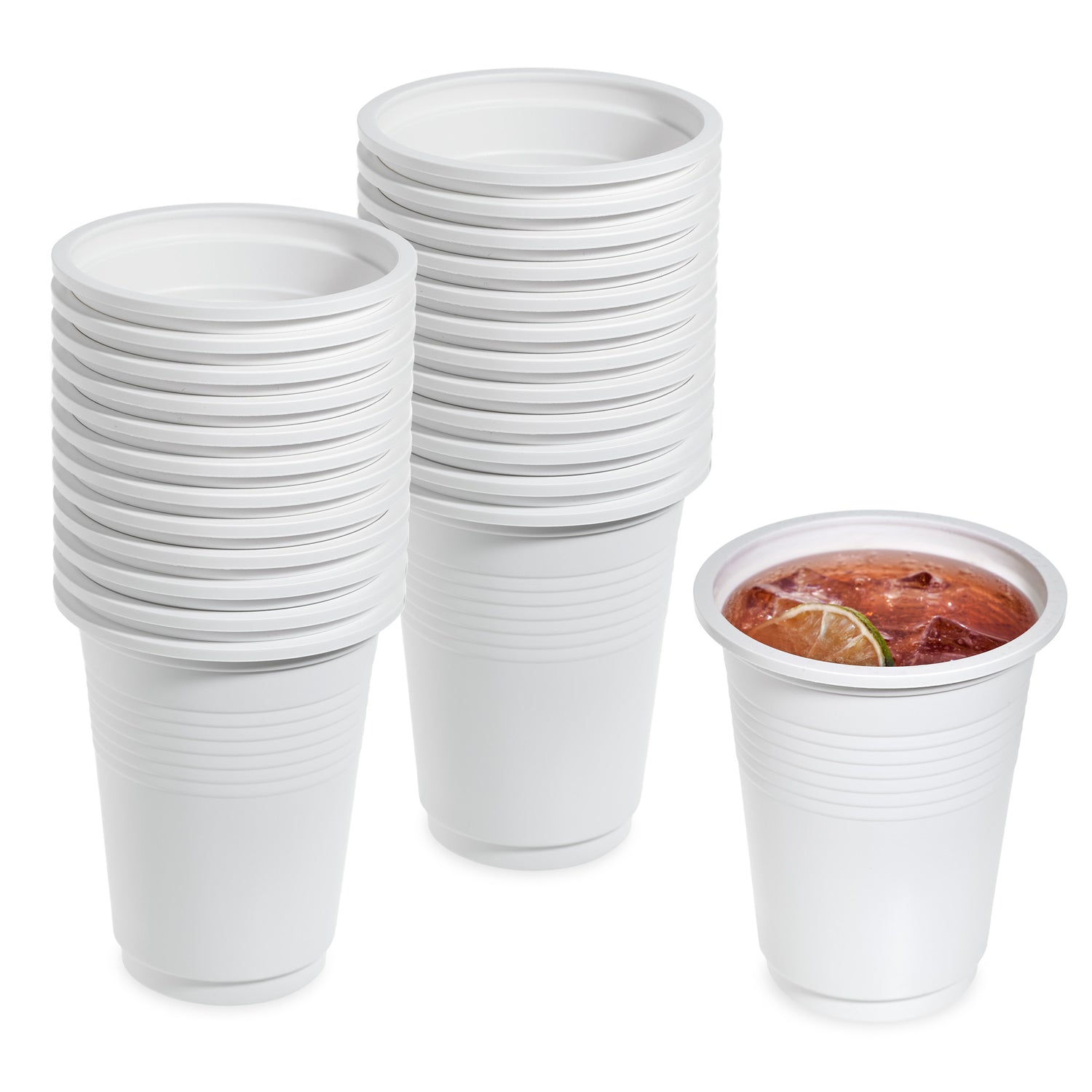 Eco-Friendly 150 Pc White Party Set Serves 25 People - 7-Inch Plates, 10-Inch Plates, 12oz Cups, Spoons, Forks, Knives - Made of Cornstarch - Decodine