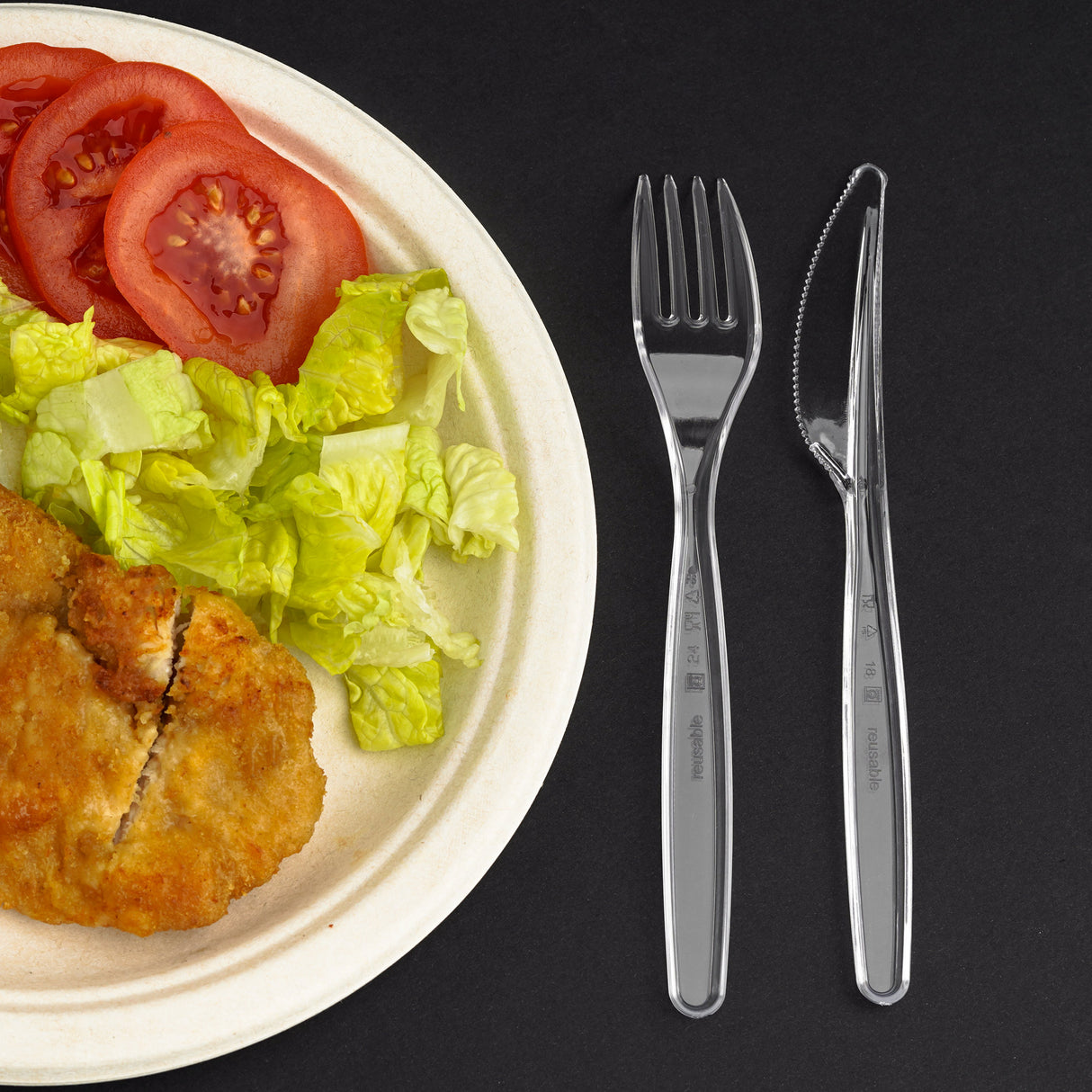 40 Combo Pack of Reusable Clear Plastic Spoons/Forks/Knives/Teaspoons (10 of Each) - Dishwasher and Microwave Safe - Decodine