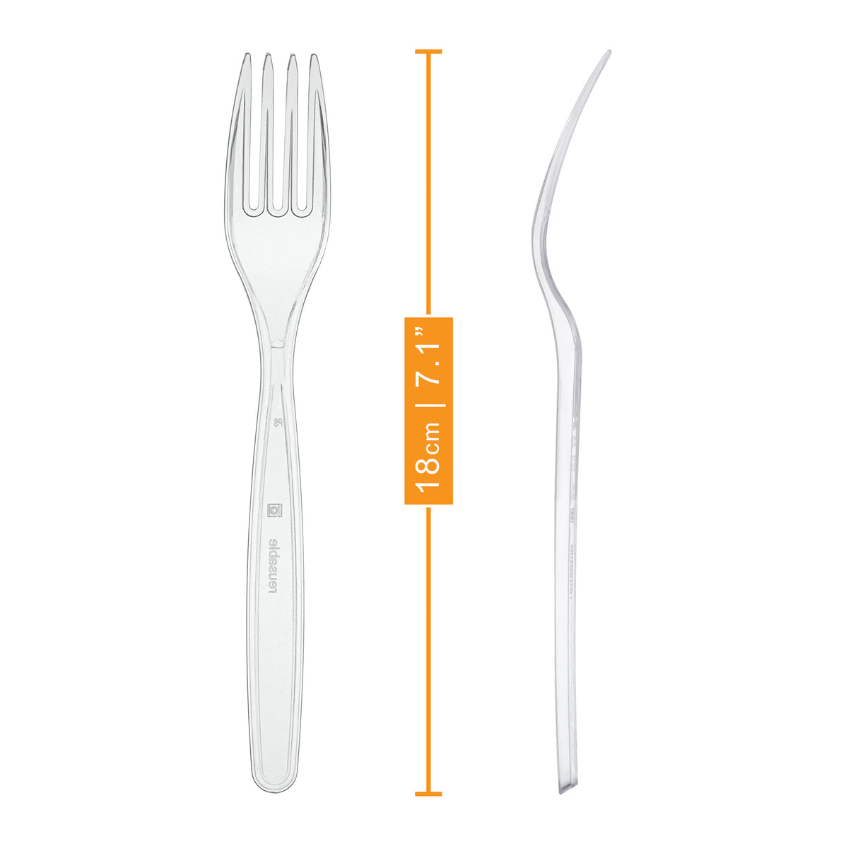 100 Pack Reusable Clear Plastic Forks - Dishwasher and Microwave Safe - Decodine