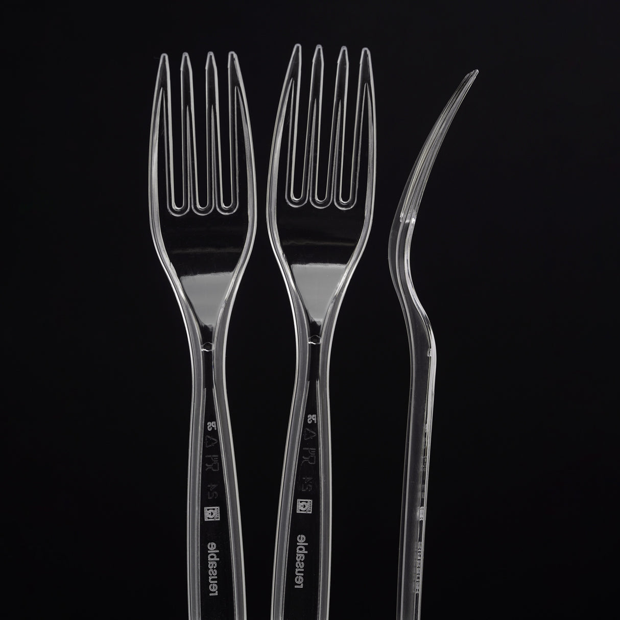 100 Pack Reusable Clear Plastic Forks - Dishwasher and Microwave Safe - Decodine