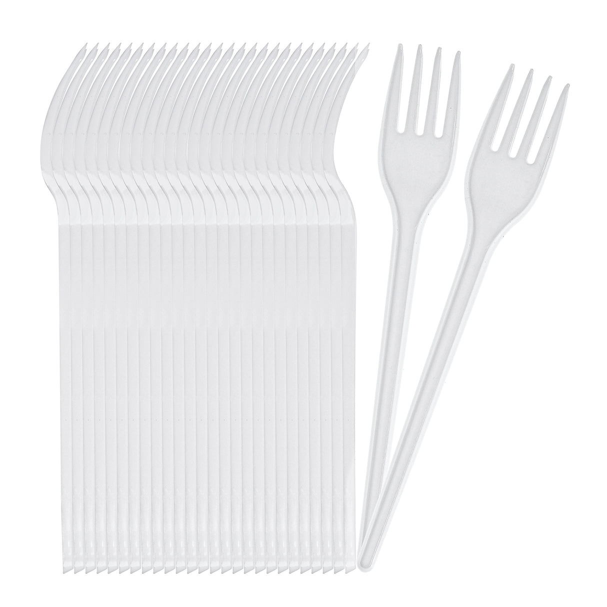 100 Pack Reusable White Plastic Forks - Dishwasher and Microwave Safe - Decodine