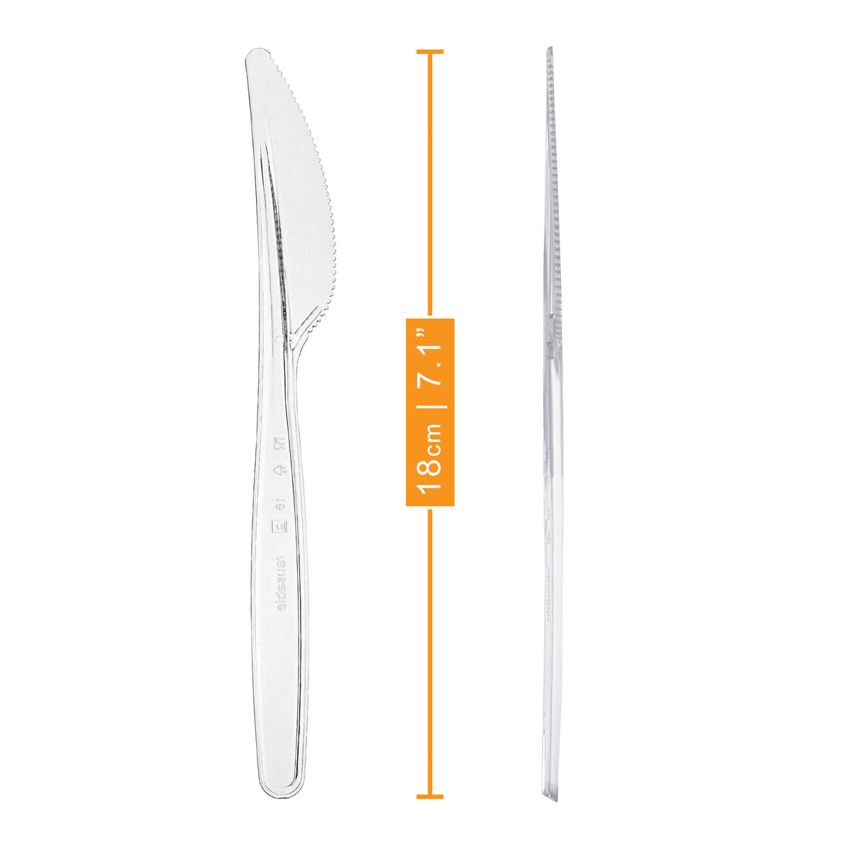 100 Pack Reusable Clear Plastic Knives - Dishwasher and Microwave Safe - Decodine