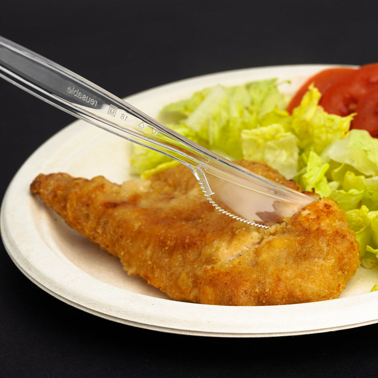 100 Pack Reusable Clear Plastic Knives - Dishwasher and Microwave Safe - Decodine